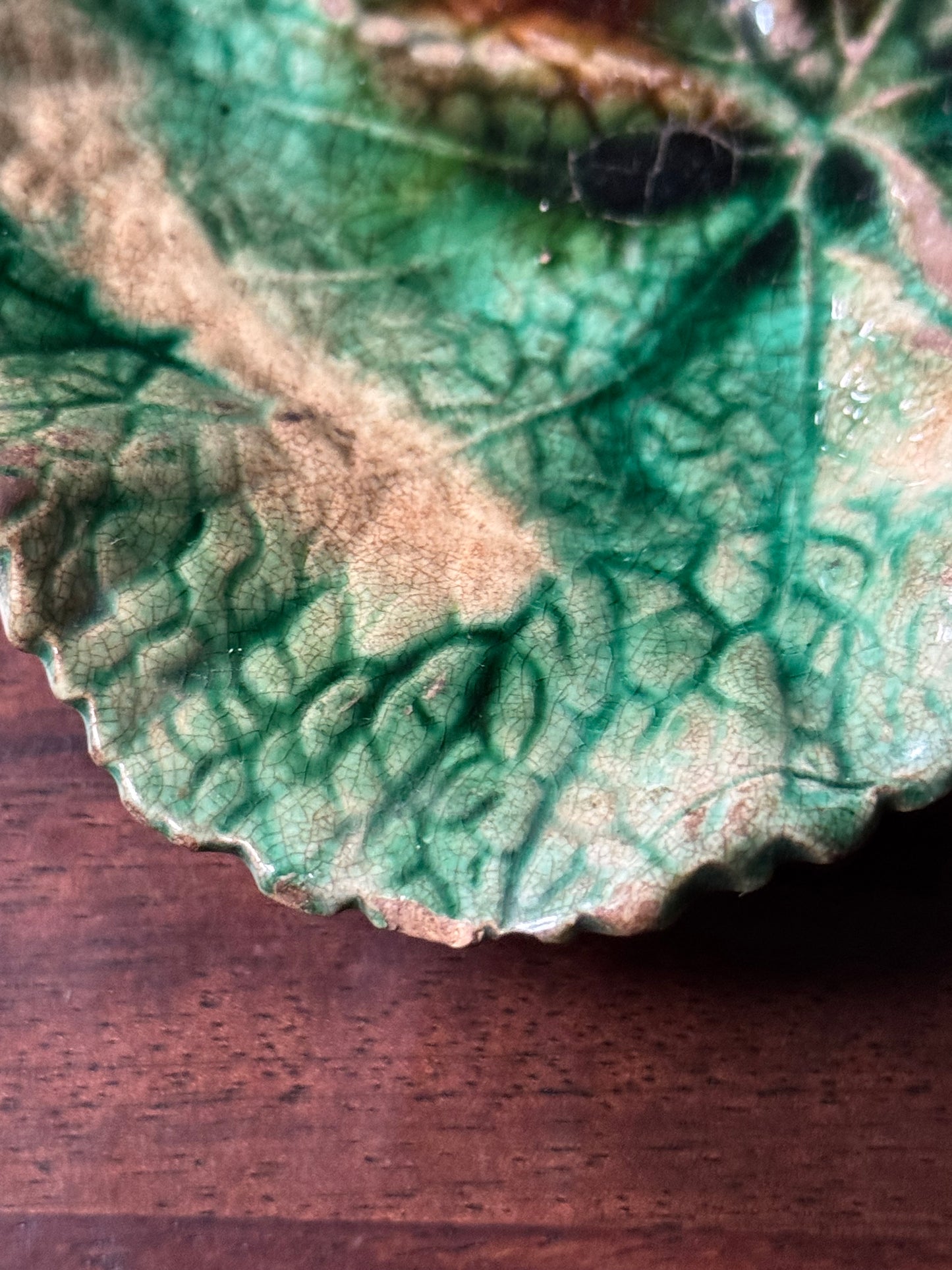 Antique Majolica Begonia Leaf