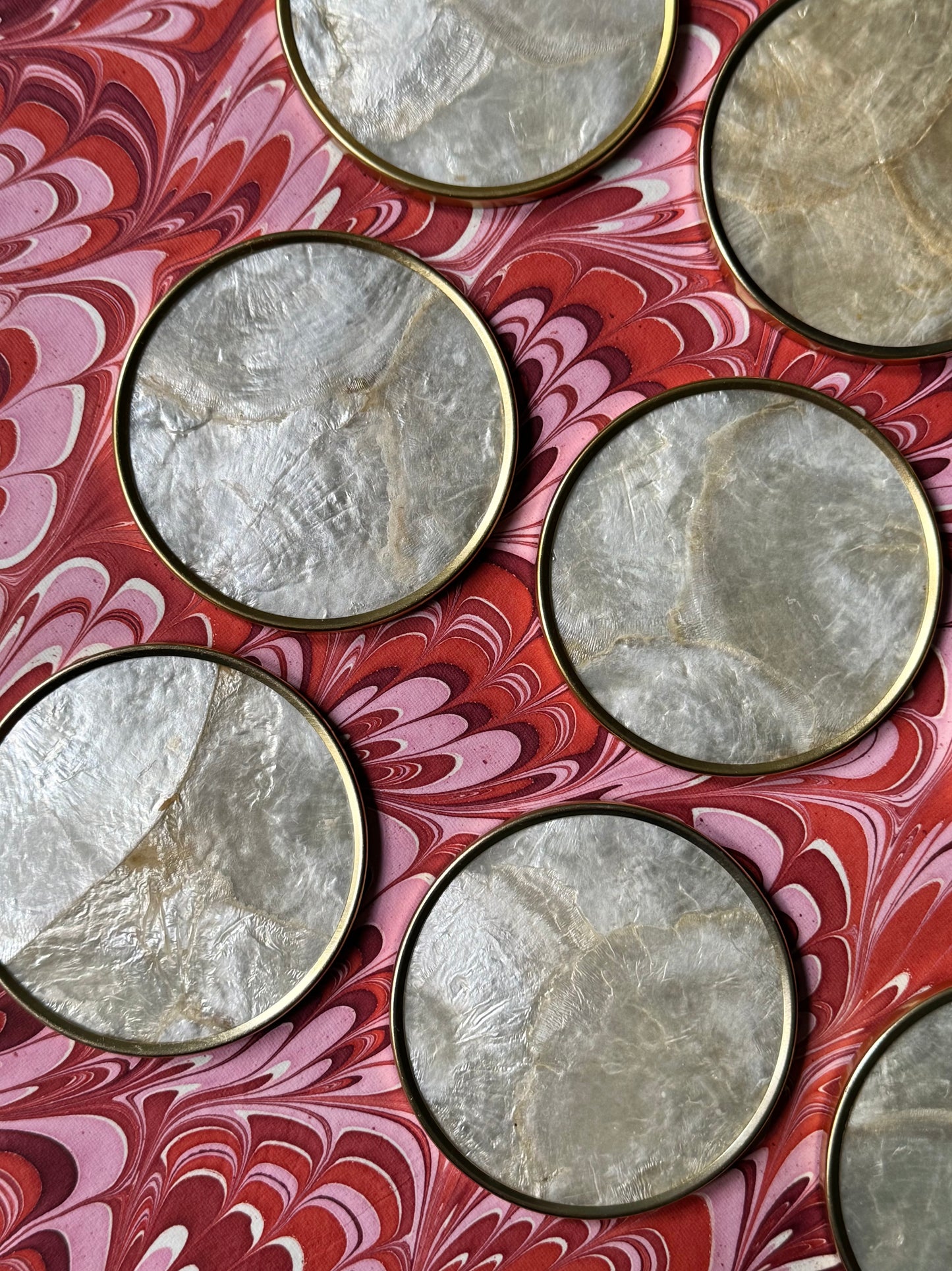 Vintage Capiz Shell Coaster Set
