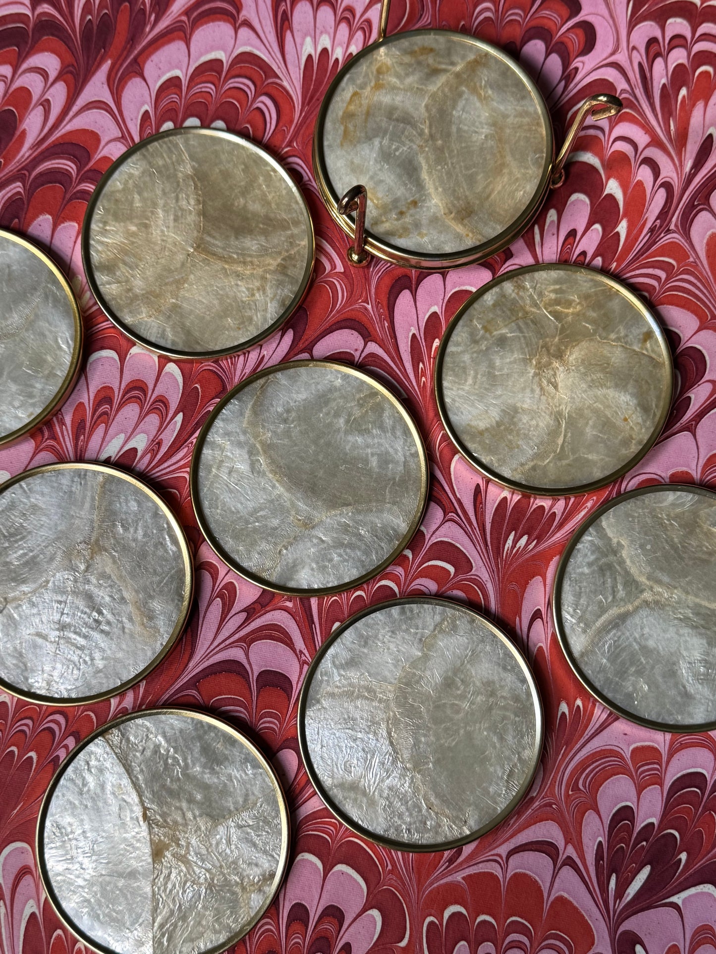 Vintage Capiz Shell Coaster Set
