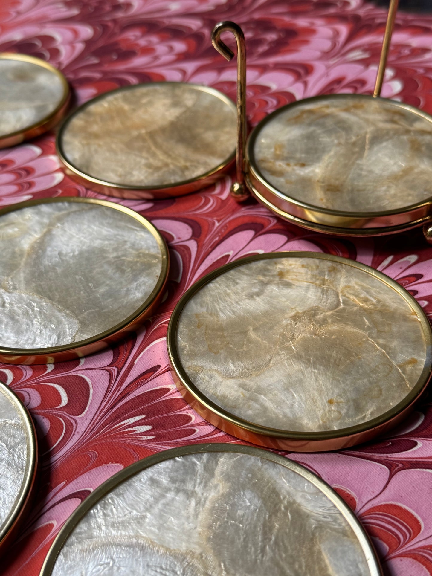 Vintage Capiz Shell Coaster Set