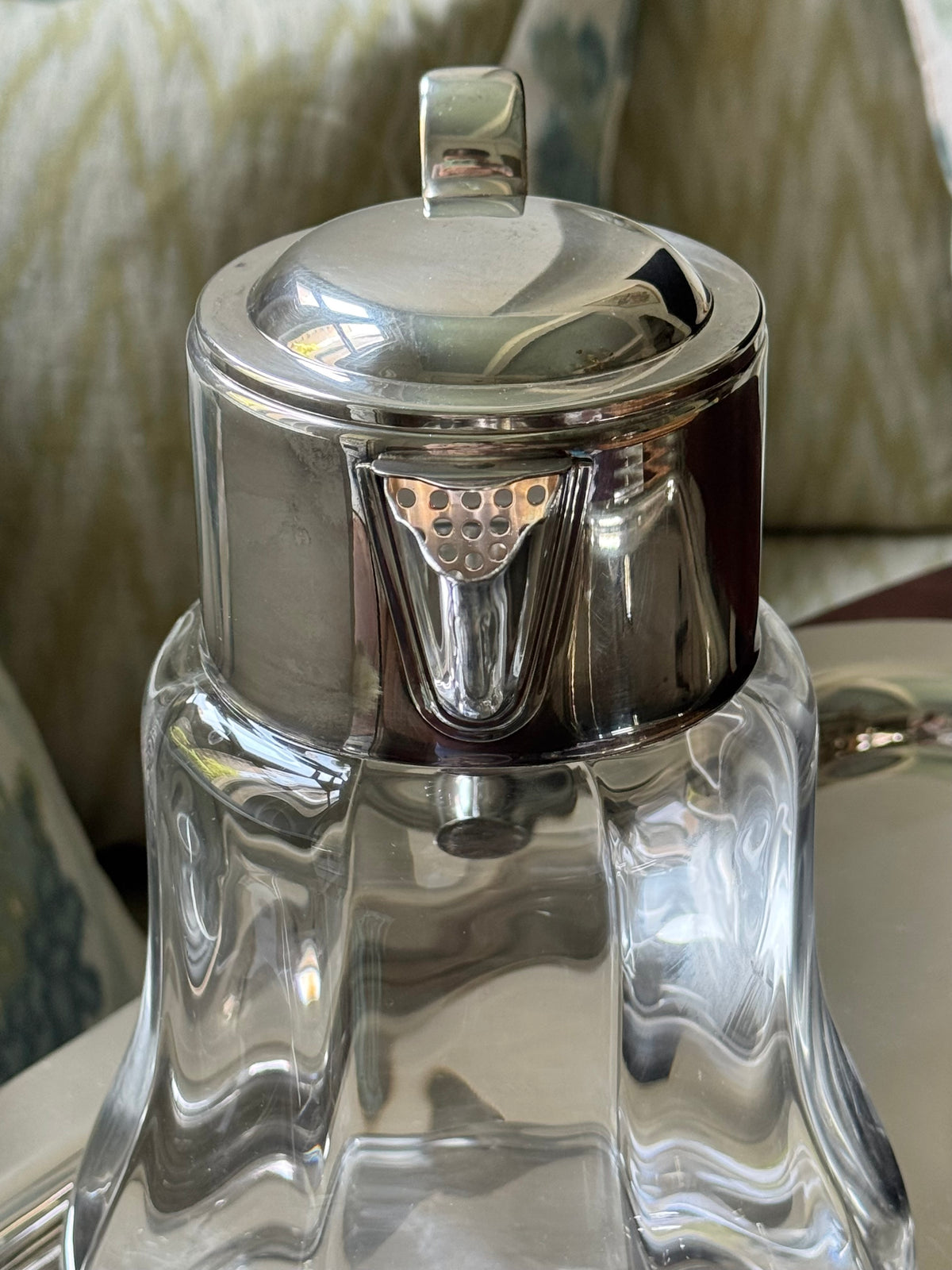 Silverplate & Optic Glass Pitcher (Large)