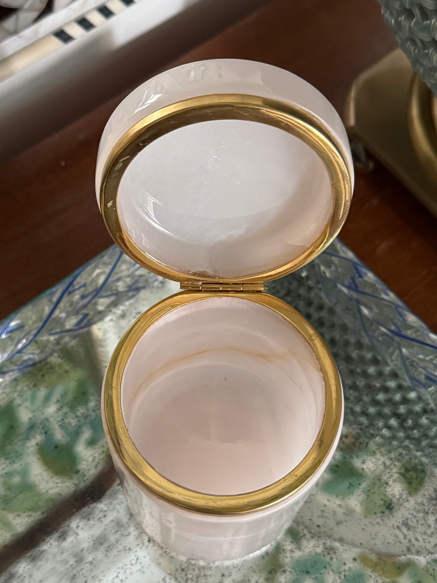 Vintage Italian Alabaster Stone Casket Box