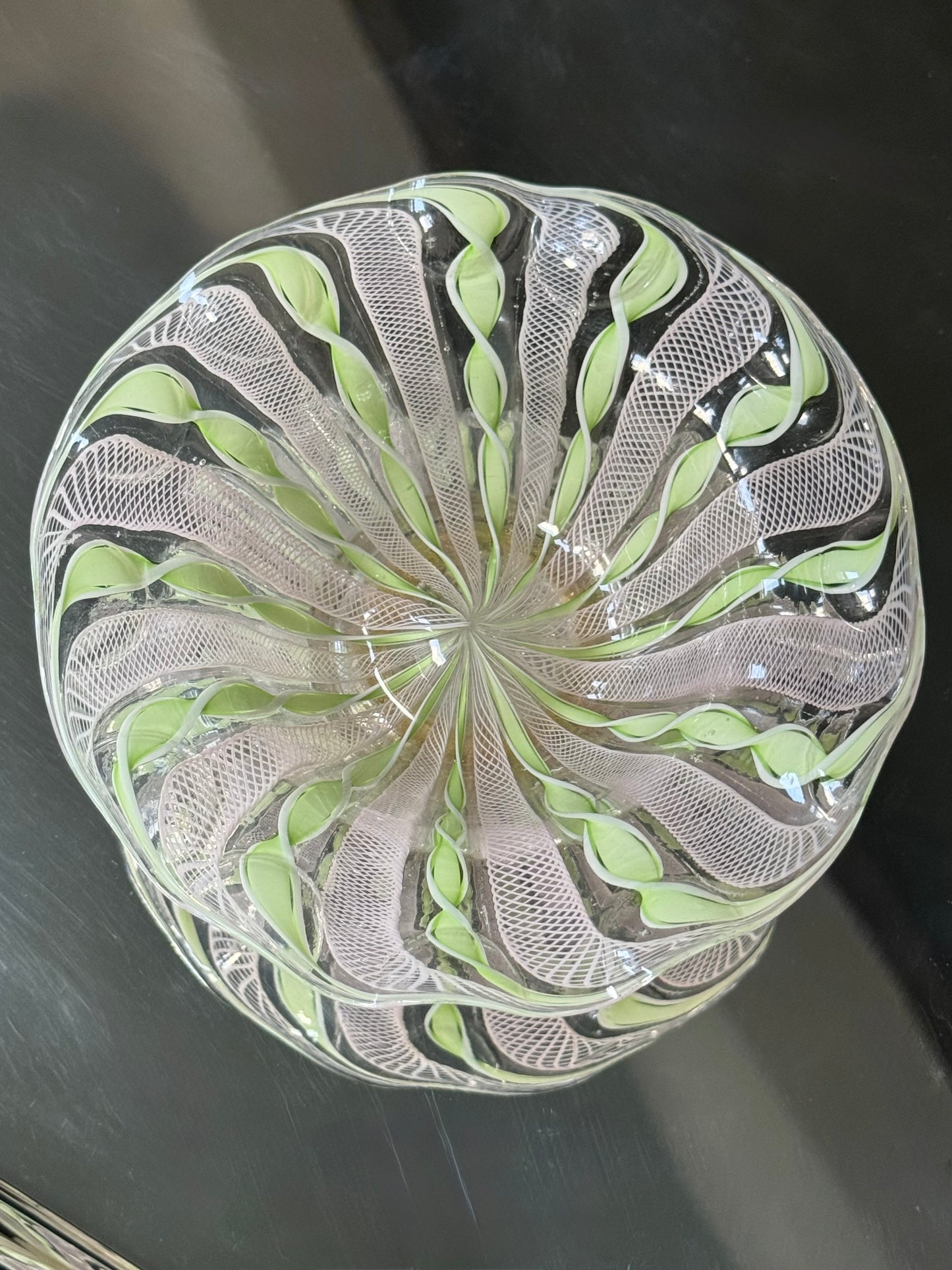 Mint Green Murano Ribbon Bowl