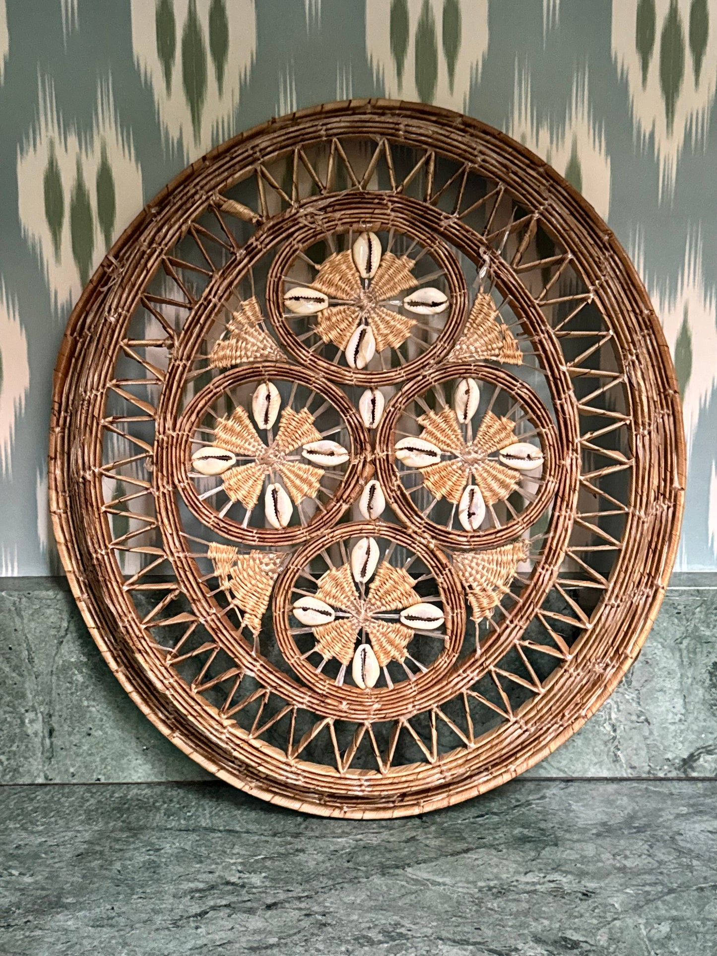 Woven Cowrie Shell Basket