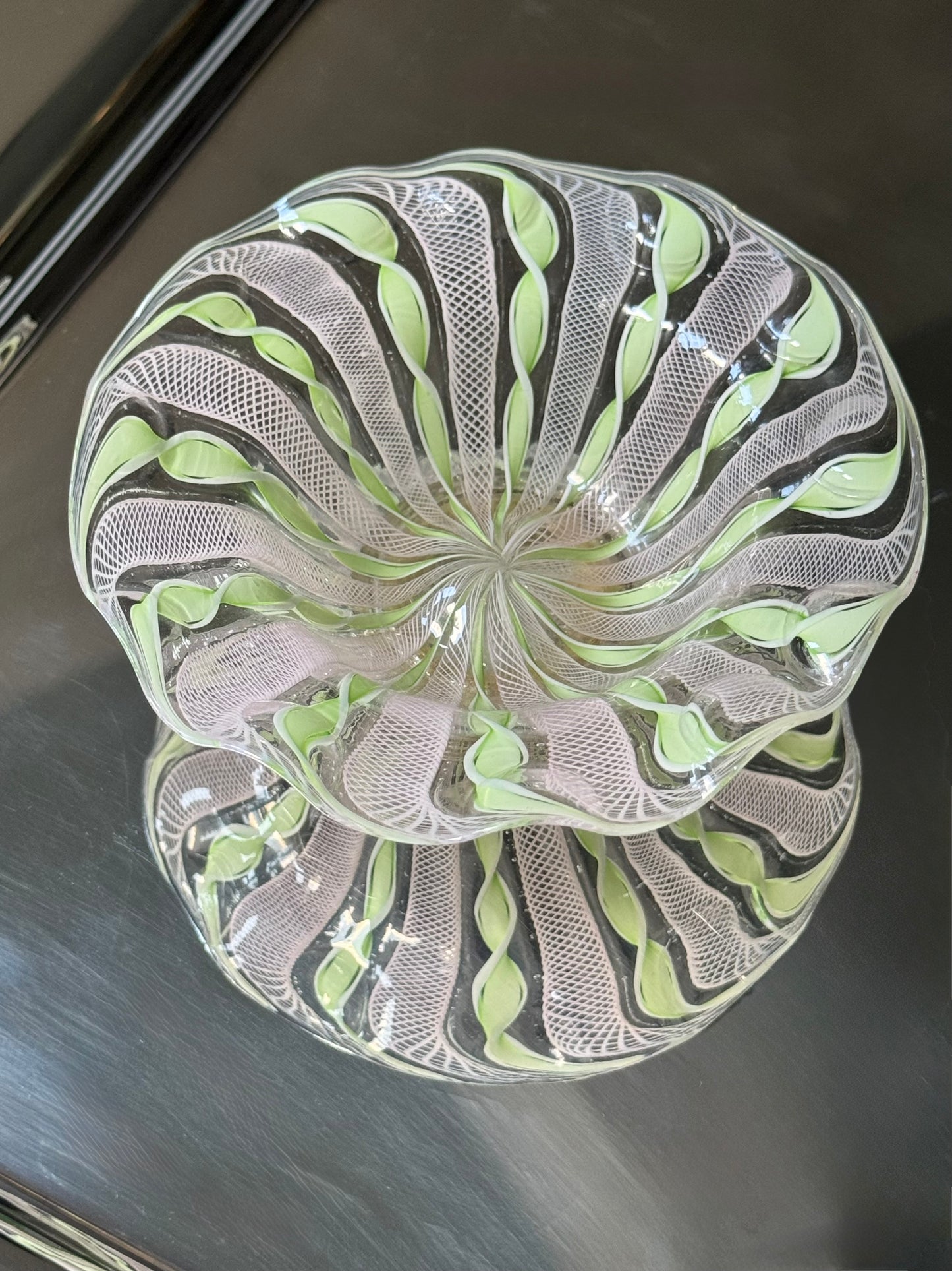Mint Green Murano Ribbon Bowl