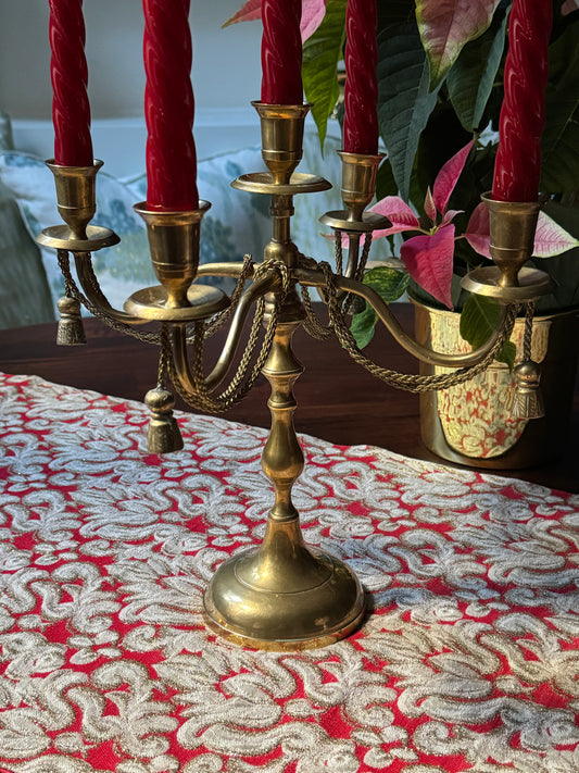 Brass Rope & Tassel Candelabra