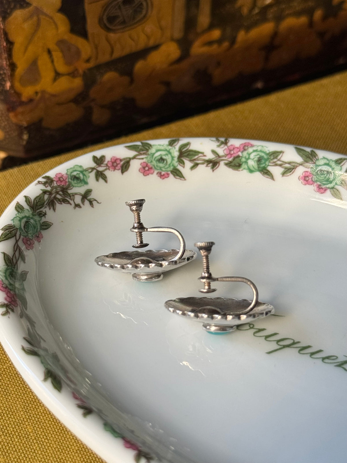 Turquoise Concho Screw-back Earrings