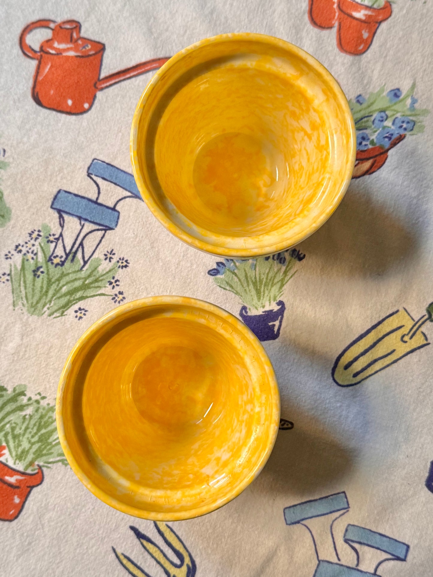 Pair of Spongeware Pots
