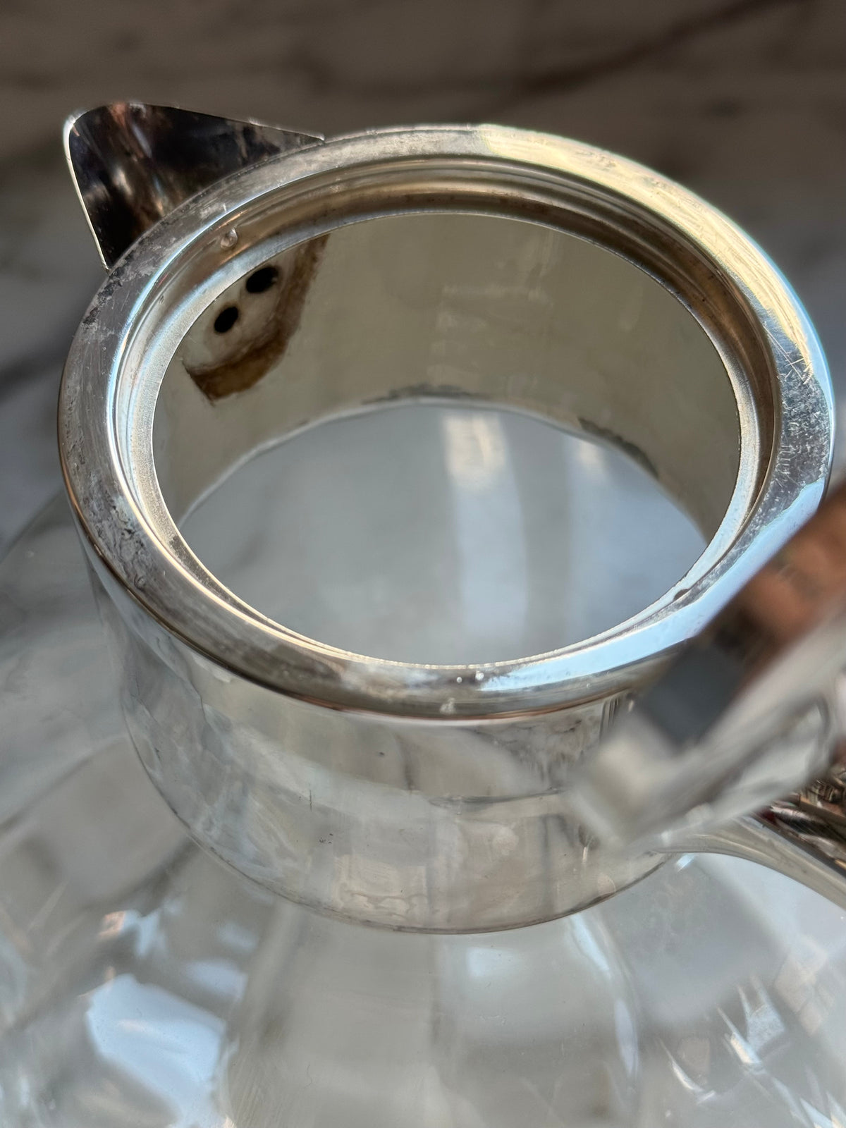 Optic Glass & Silverplate Pitcher (Small)