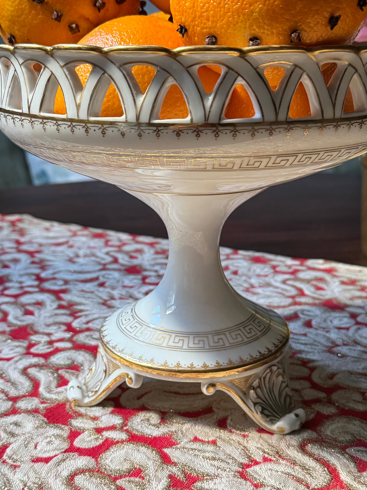 Antique French Porcelain Reticulated Compote