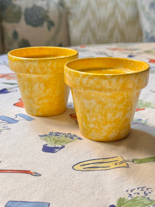 Pair of Spongeware Pots