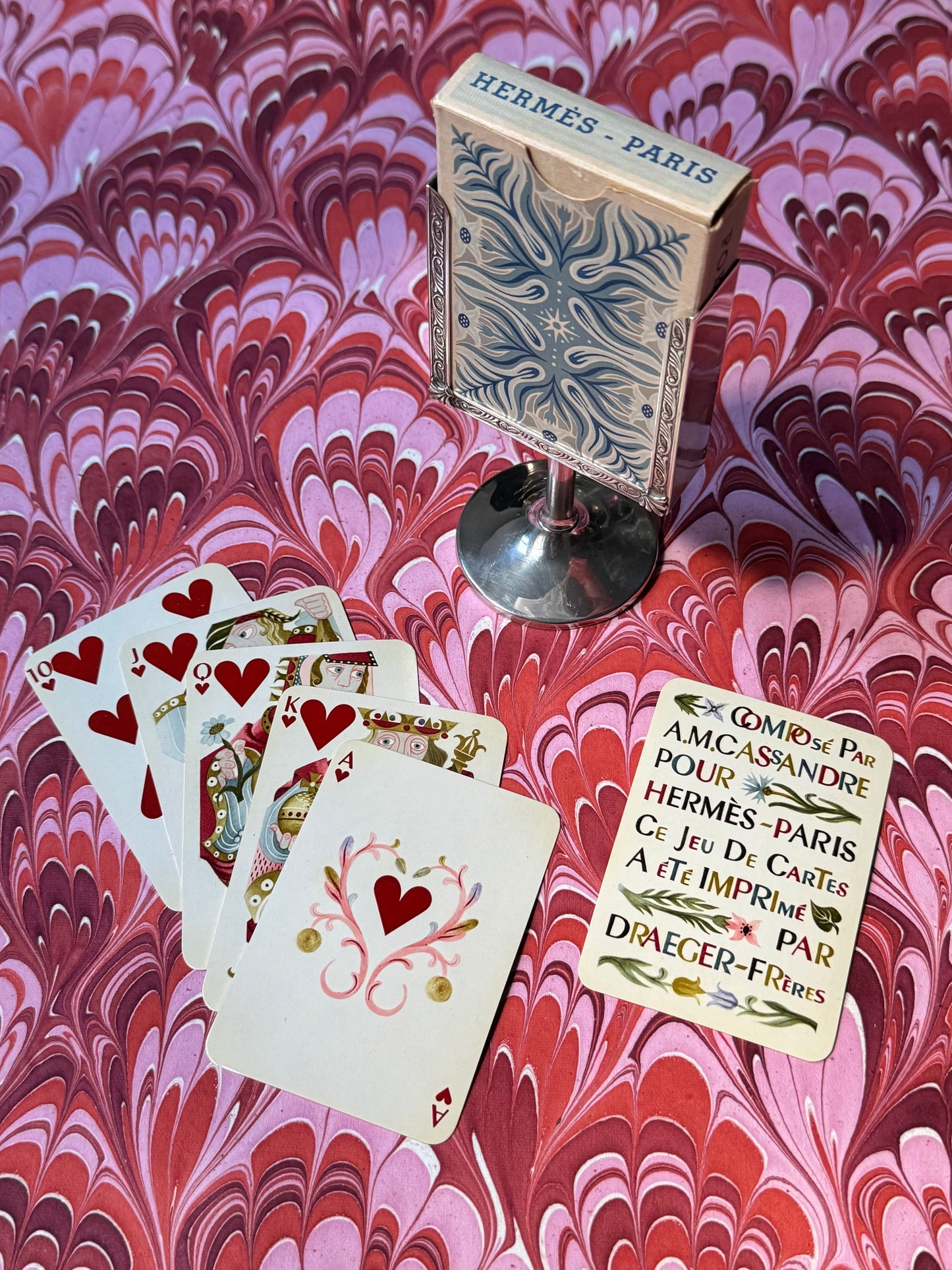 Vintage Playing Cards in Sterling Silver Stand