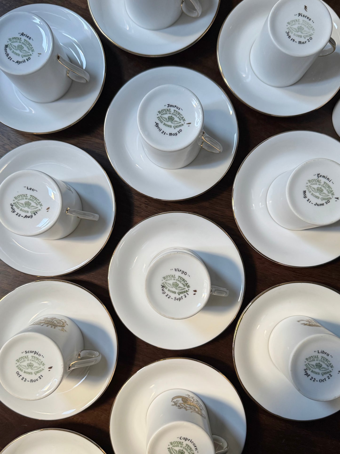 Set of 12 Royal Tuscan Zodiac Demitasse Cups