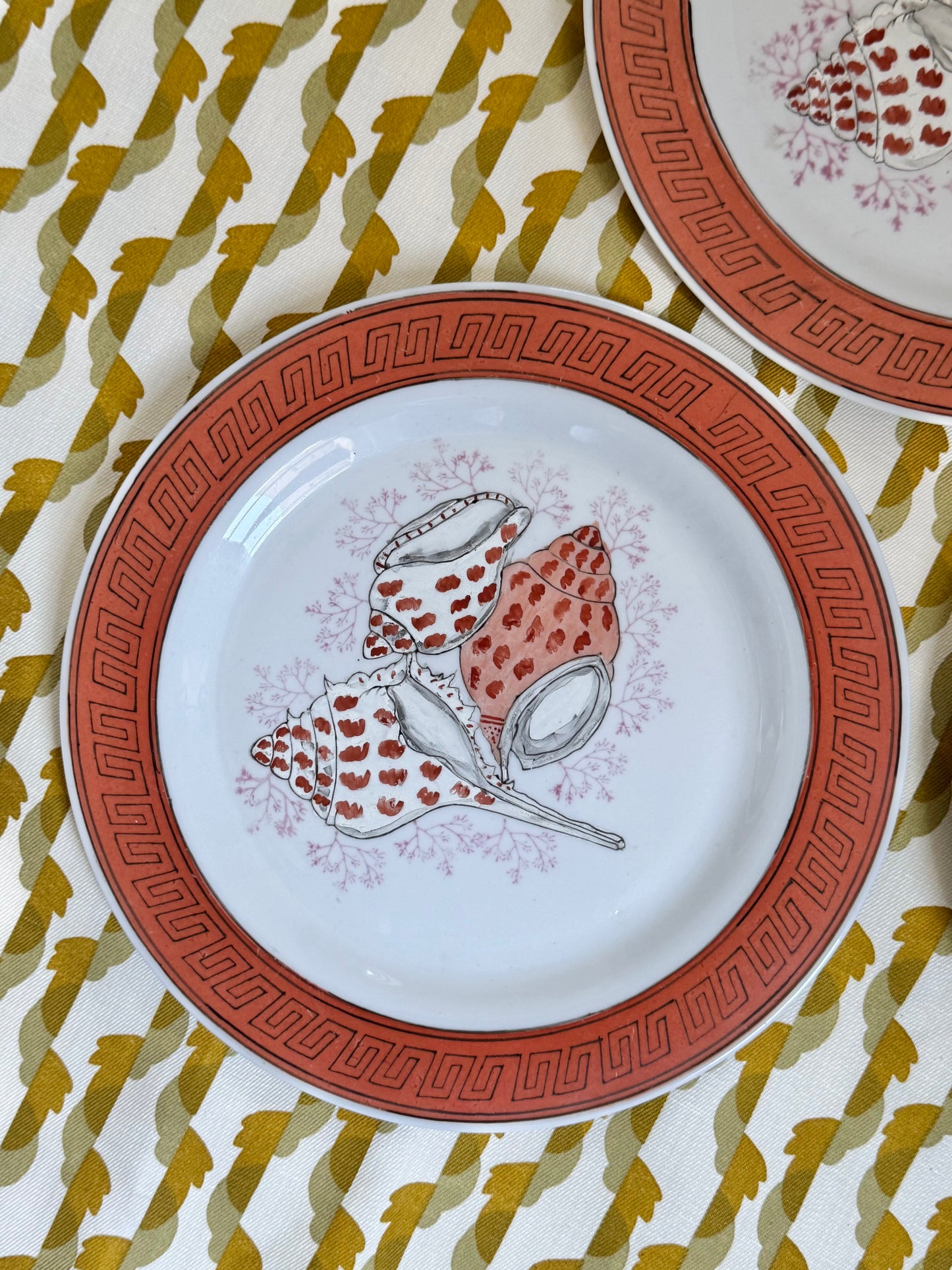 Trio of Handpainted Shell Plates