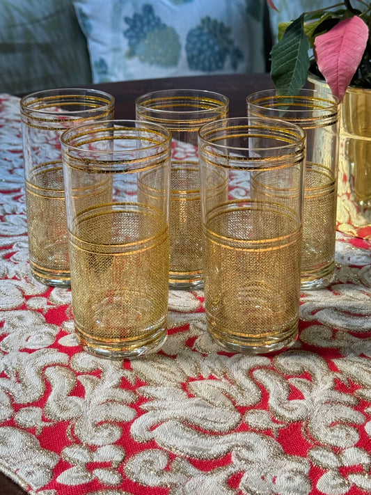 22K Gold Culver Highball Glasses (5)