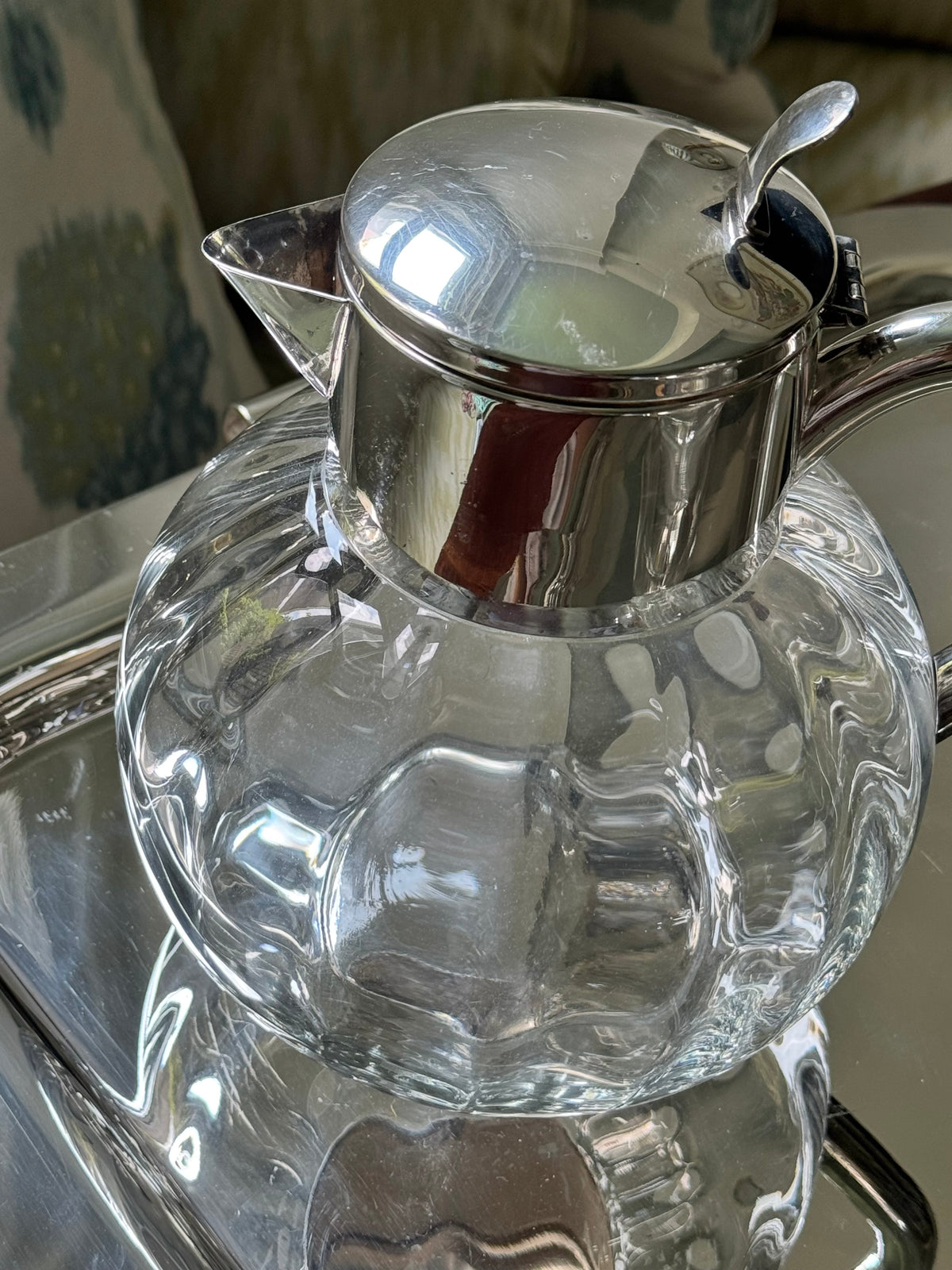 Optic Glass & Silverplate Pitcher (Small)