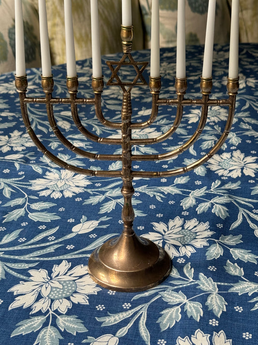 Faux Bamboo Vintage Brass Menorah