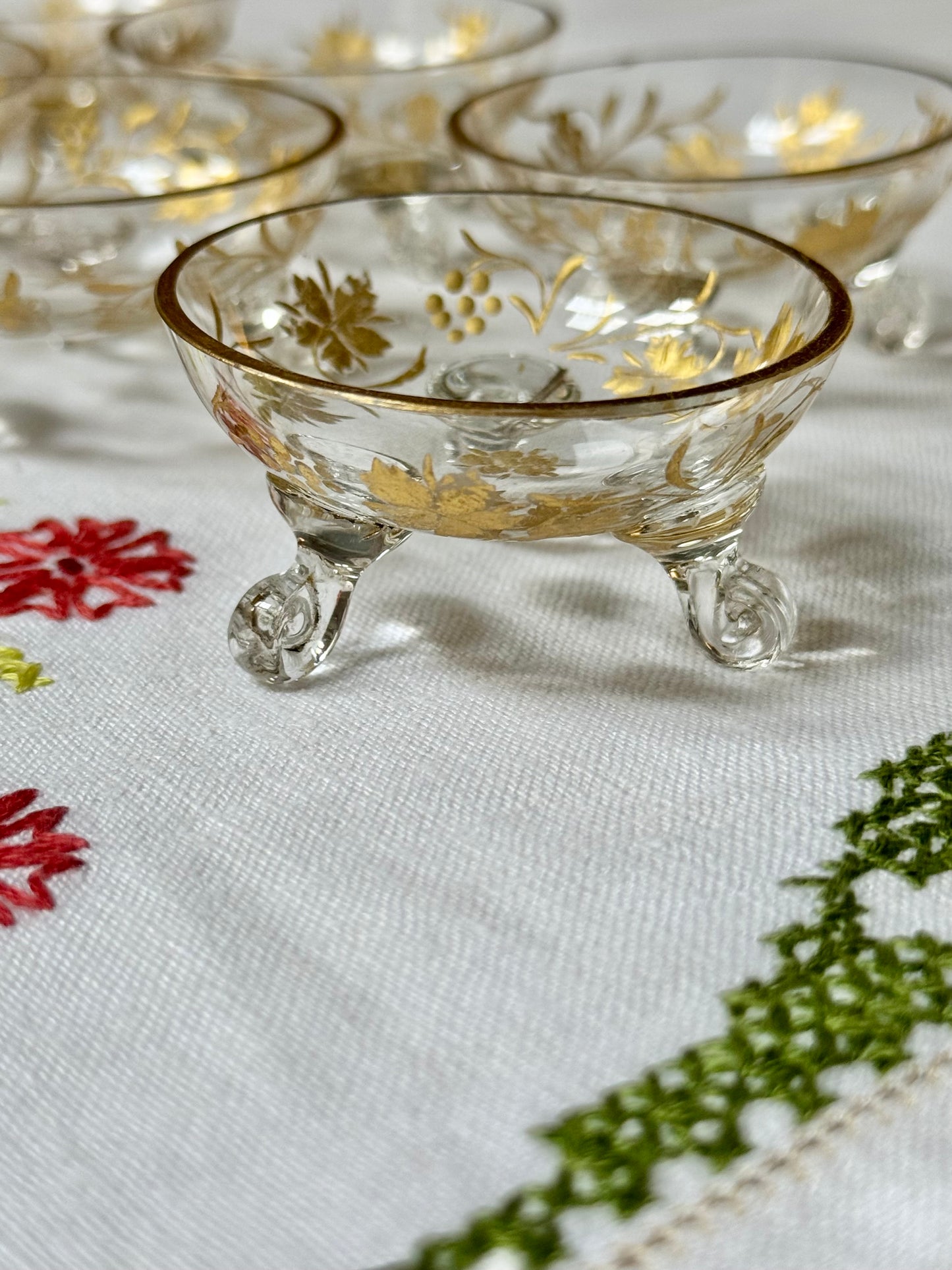 Antique Gilt Glass Salt Cellars