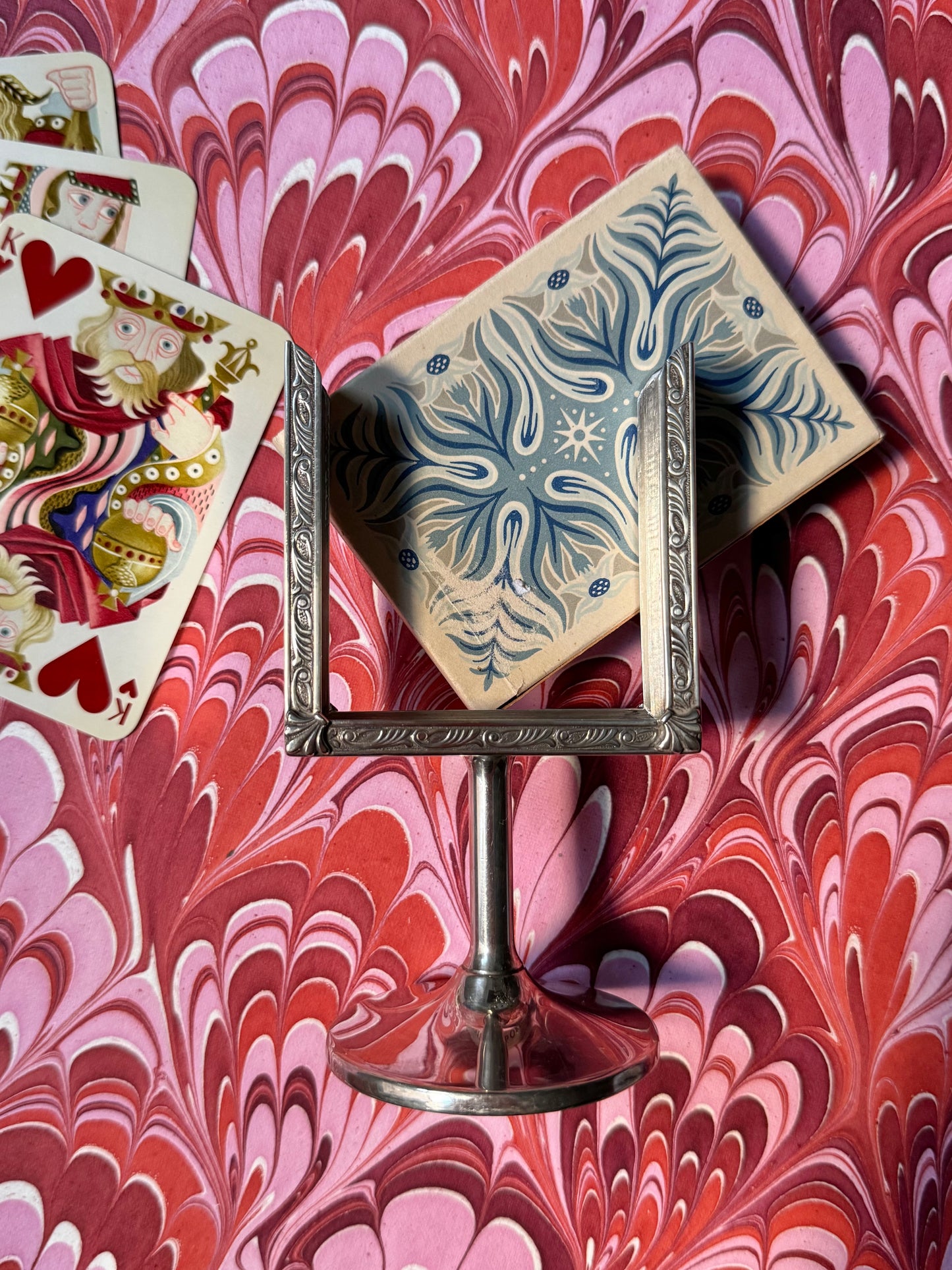 Vintage Playing Cards in Sterling Silver Stand