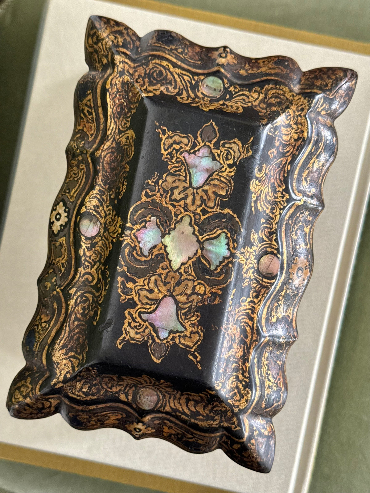 Antique Victorian Papier Mâché Box