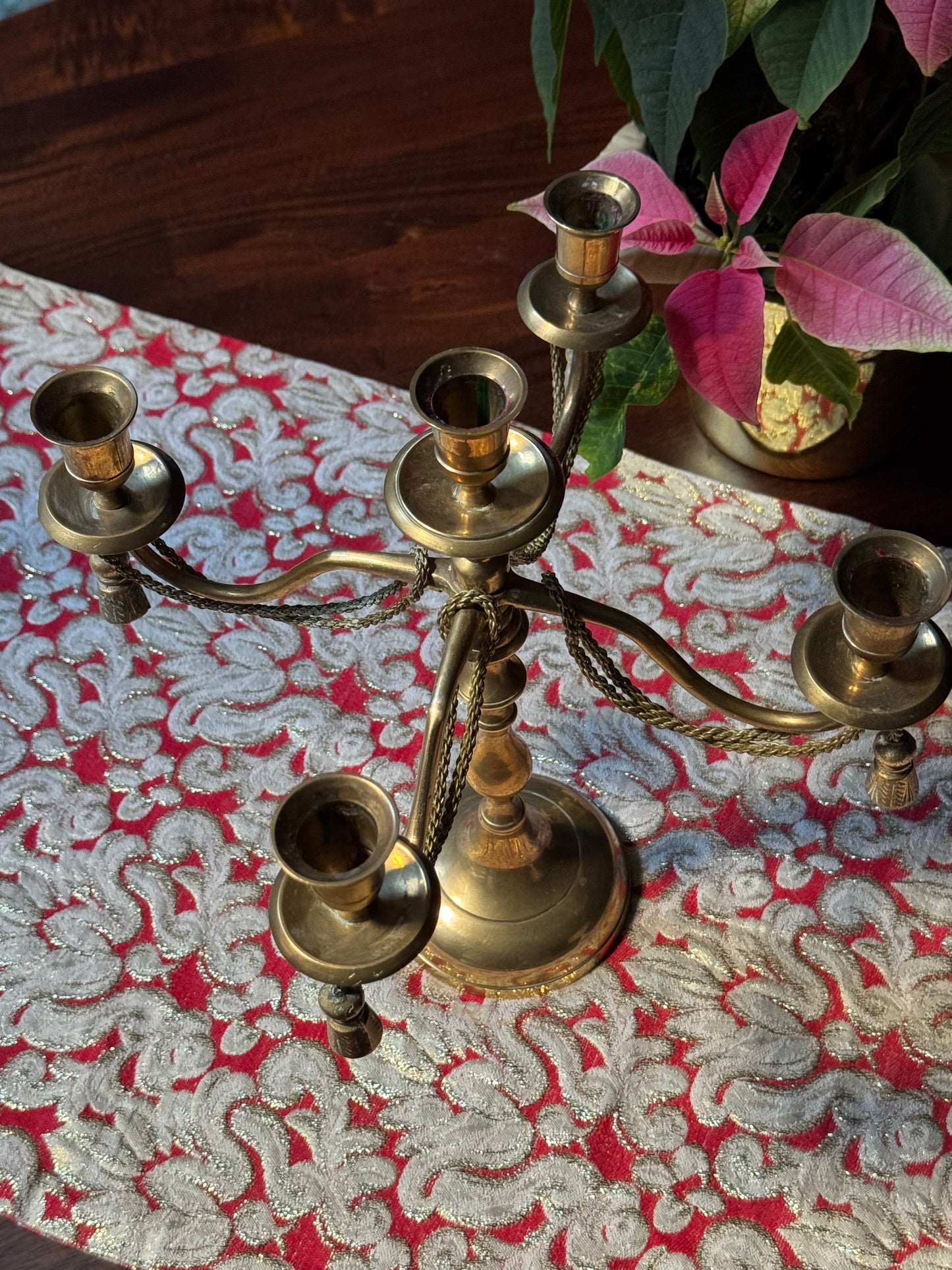Brass Rope & Tassel Candelabra