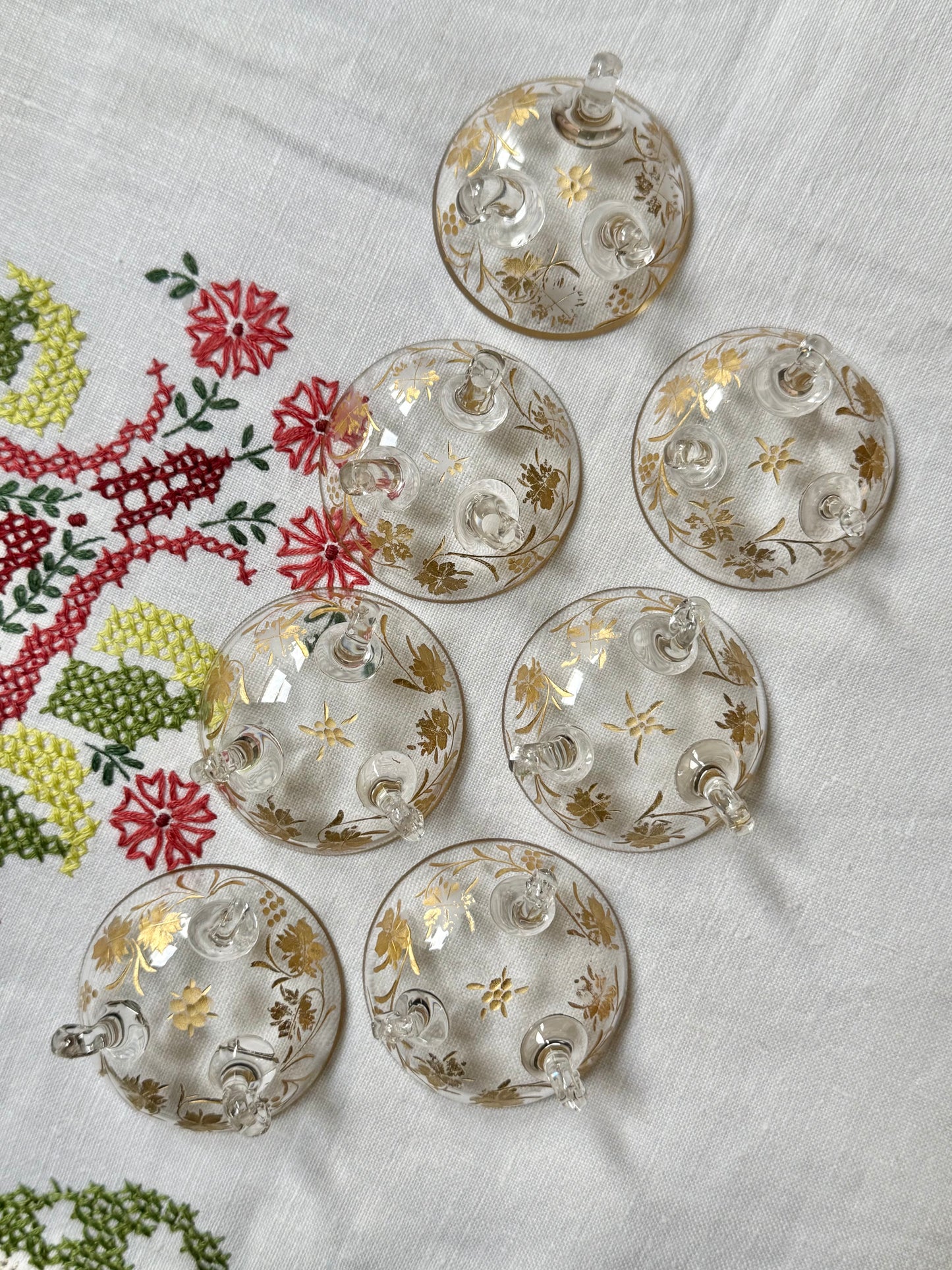 Antique Gilt Glass Salt Cellars