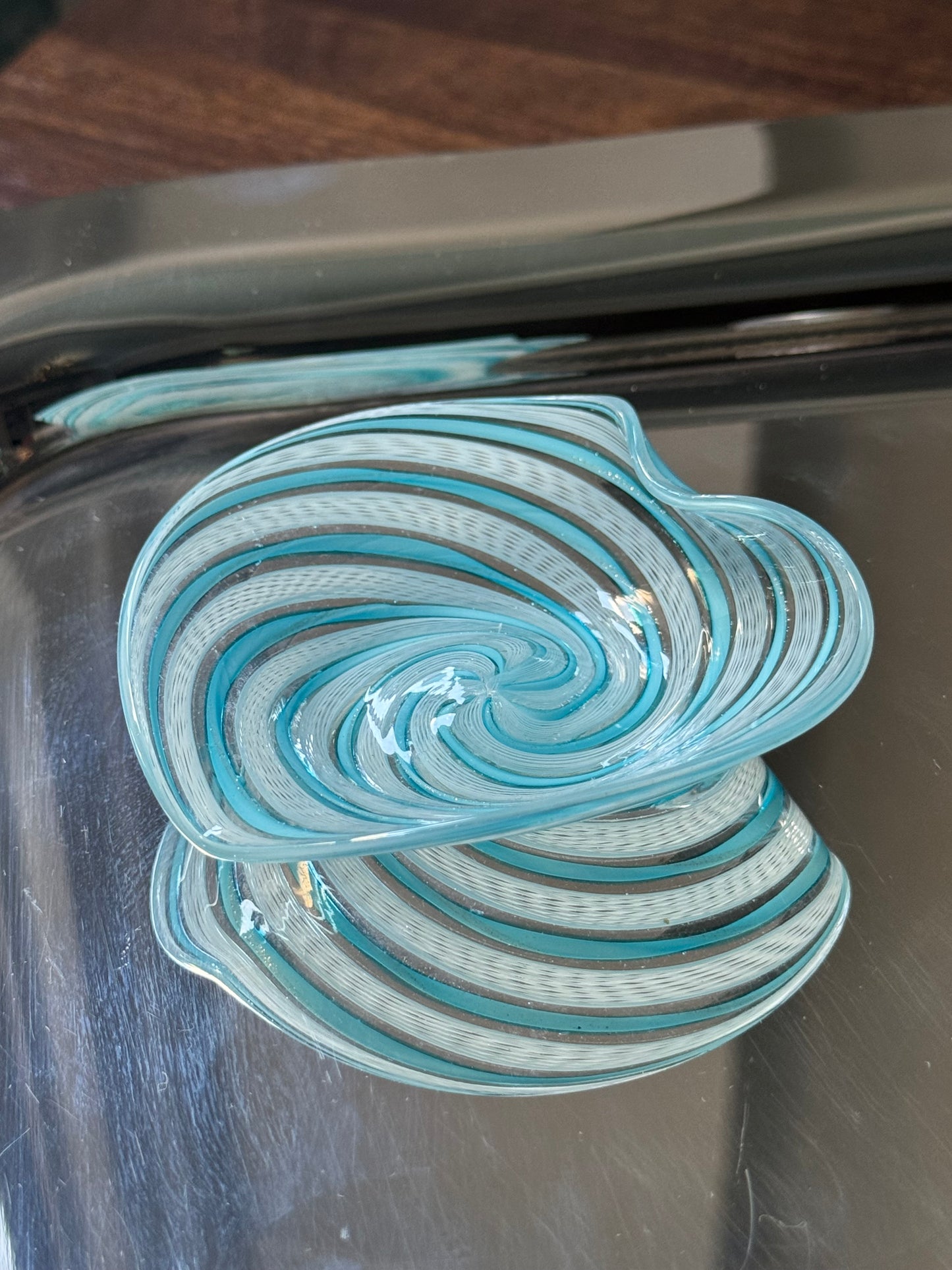 Blue Murano Ribbon Dish