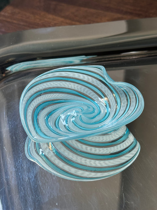 Blue Murano Ribbon Dish