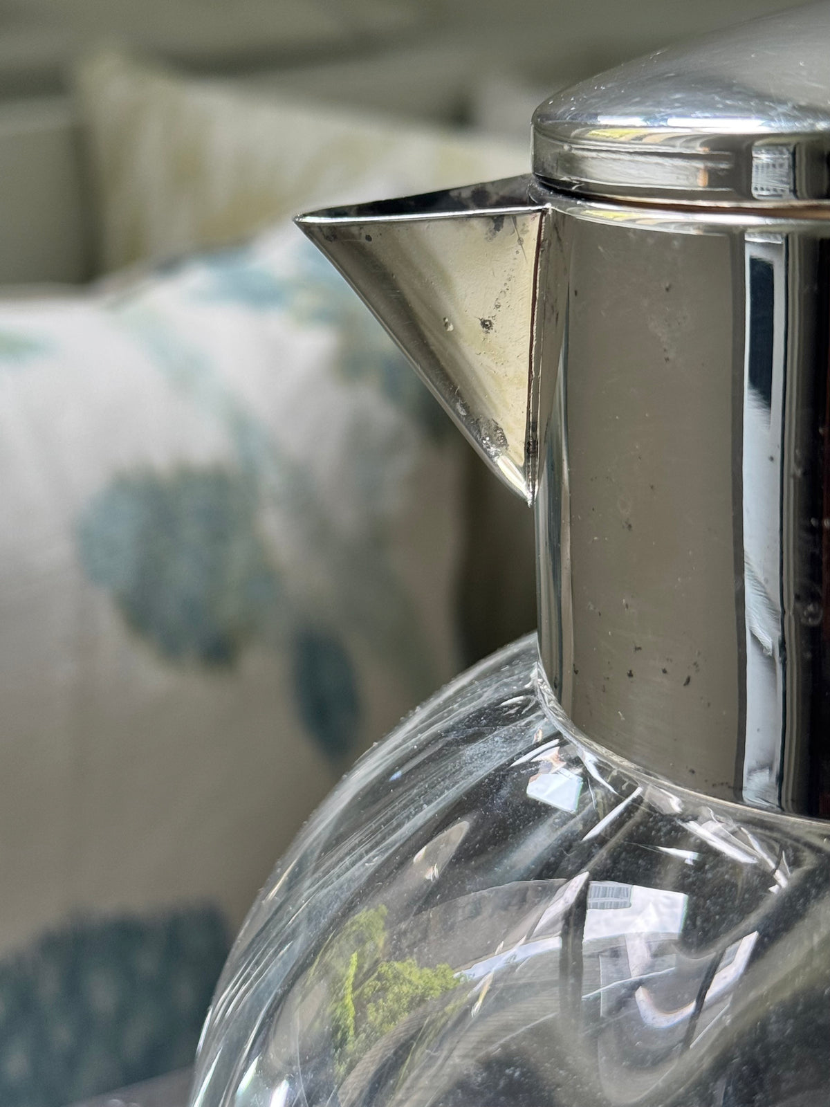Optic Glass & Silverplate Pitcher (Small)