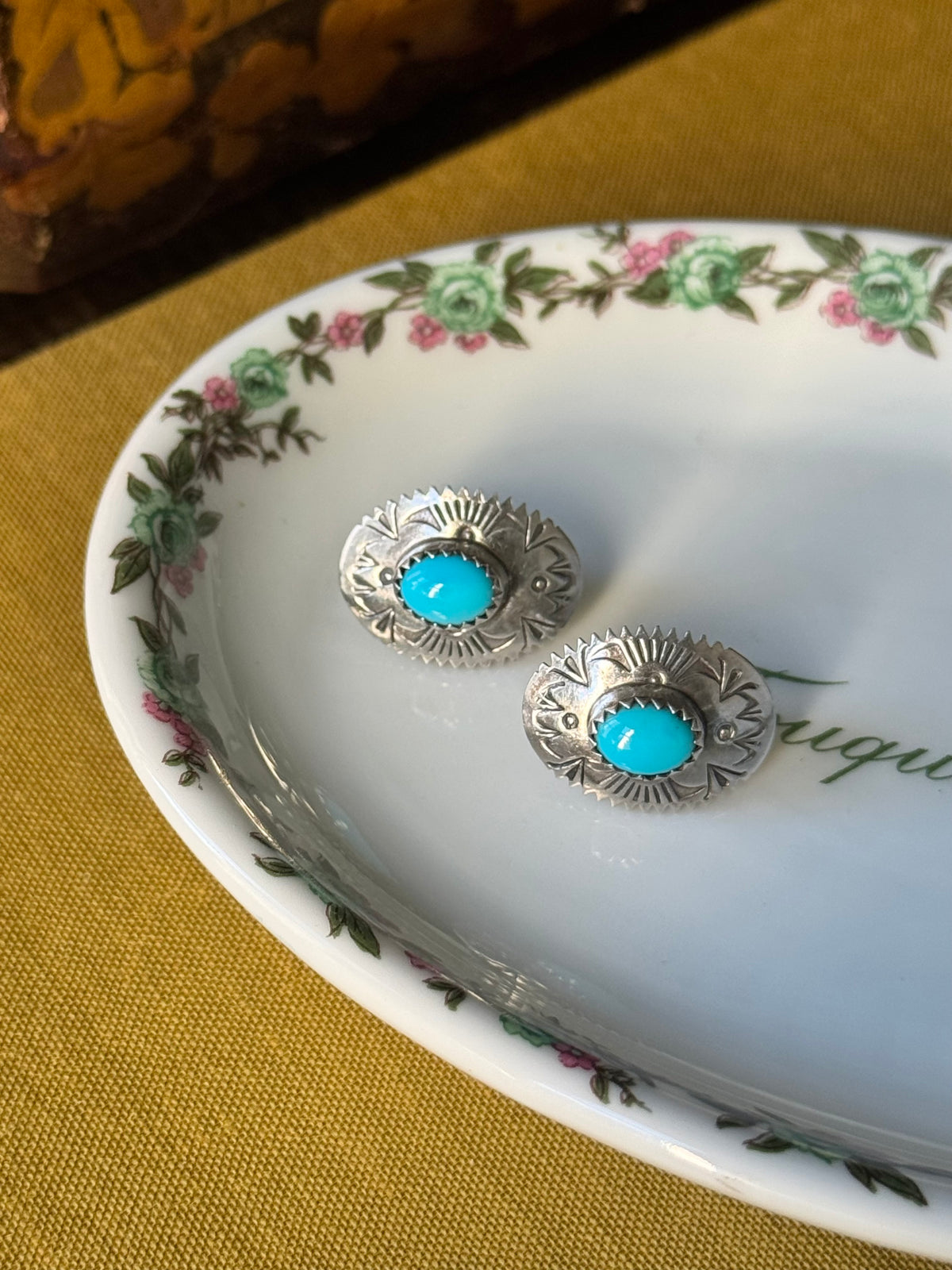 Turquoise Concho Earrings