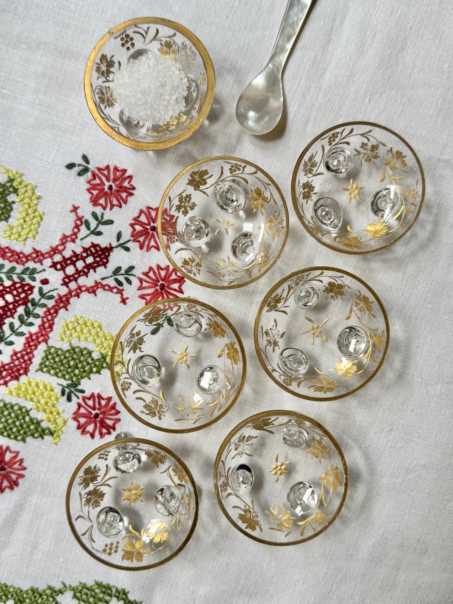 Antique Gilt Glass Salt Cellars
