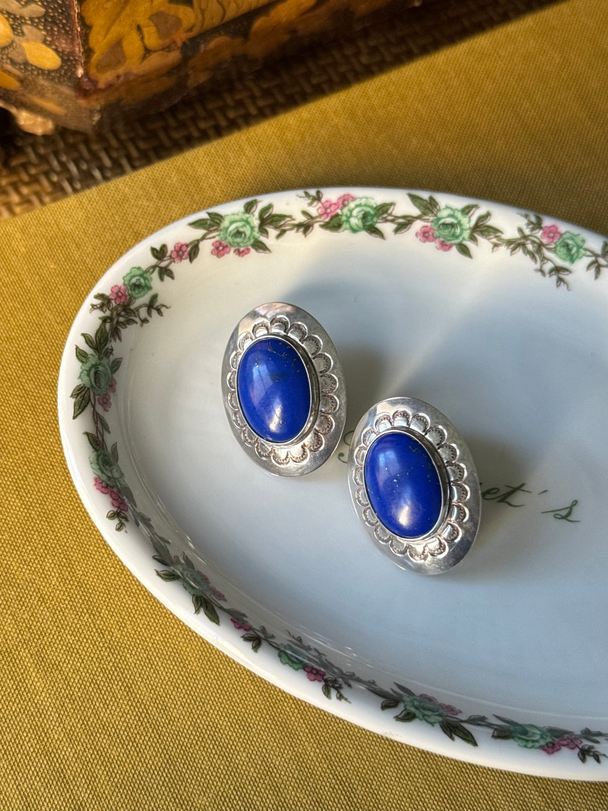Silver & Lapis Concho Earrings