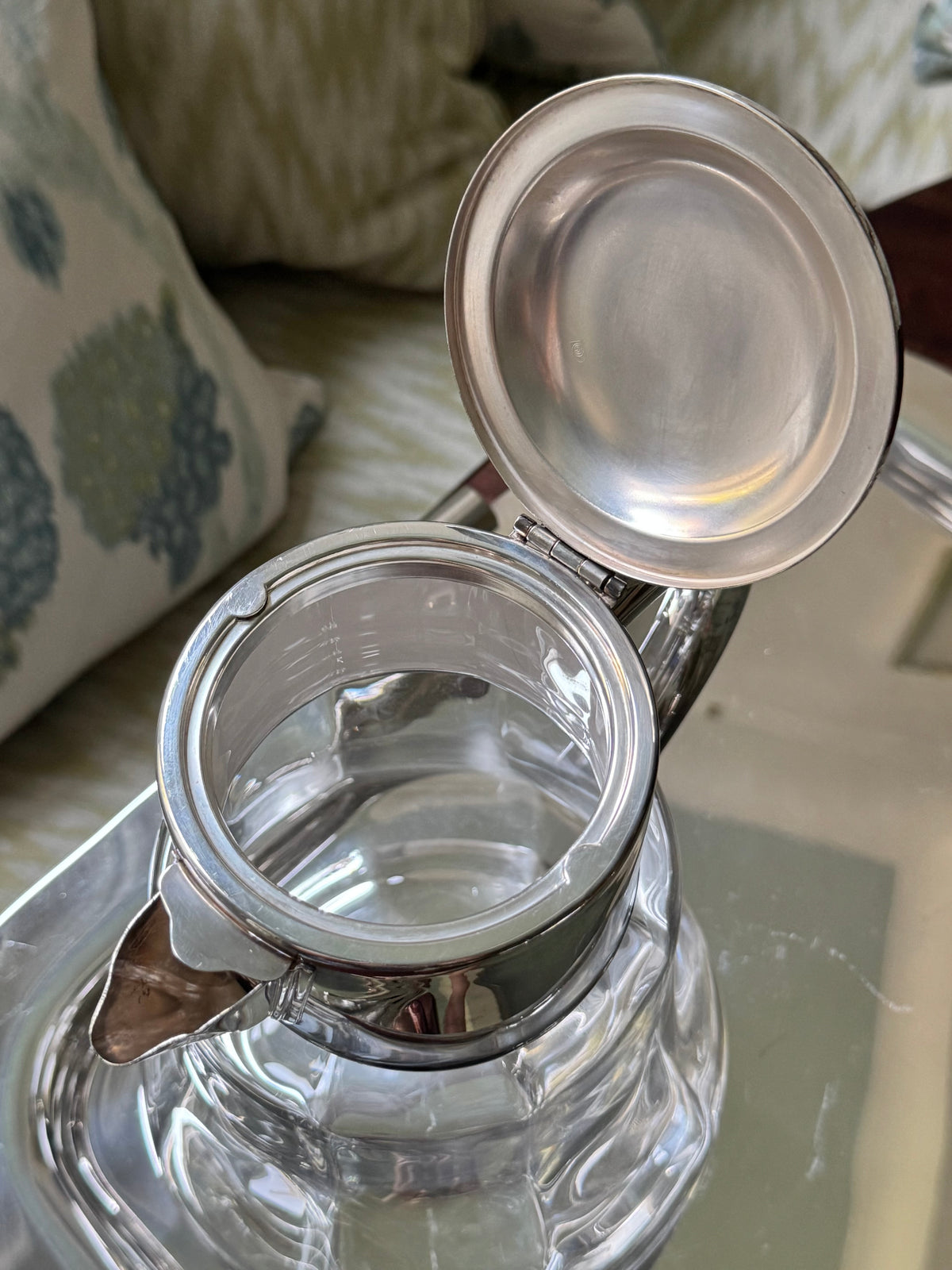 Silverplate & Optic Glass Pitcher (Large)