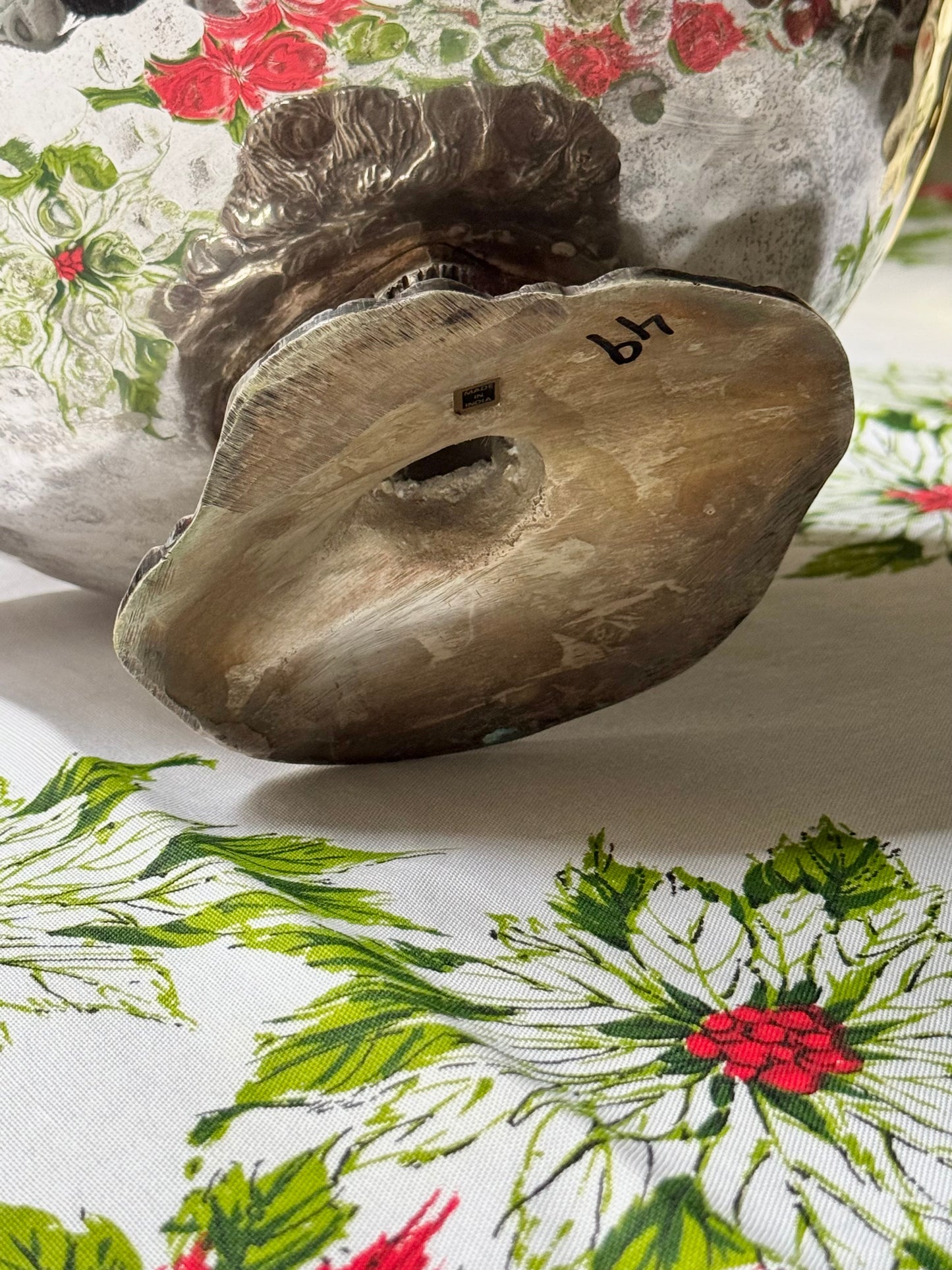 Grand Hammered Silverplate Stag’s Head Bowl