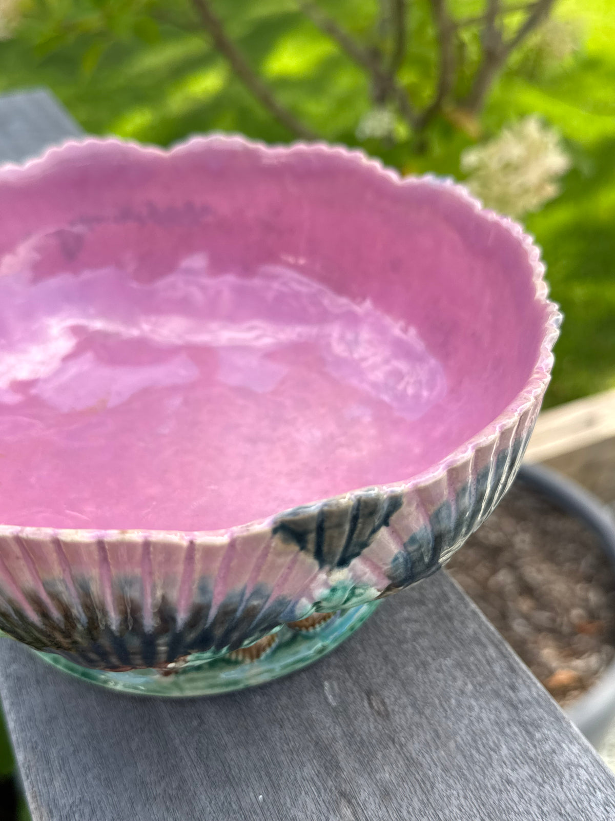 Antique Majolica Shell Bowl