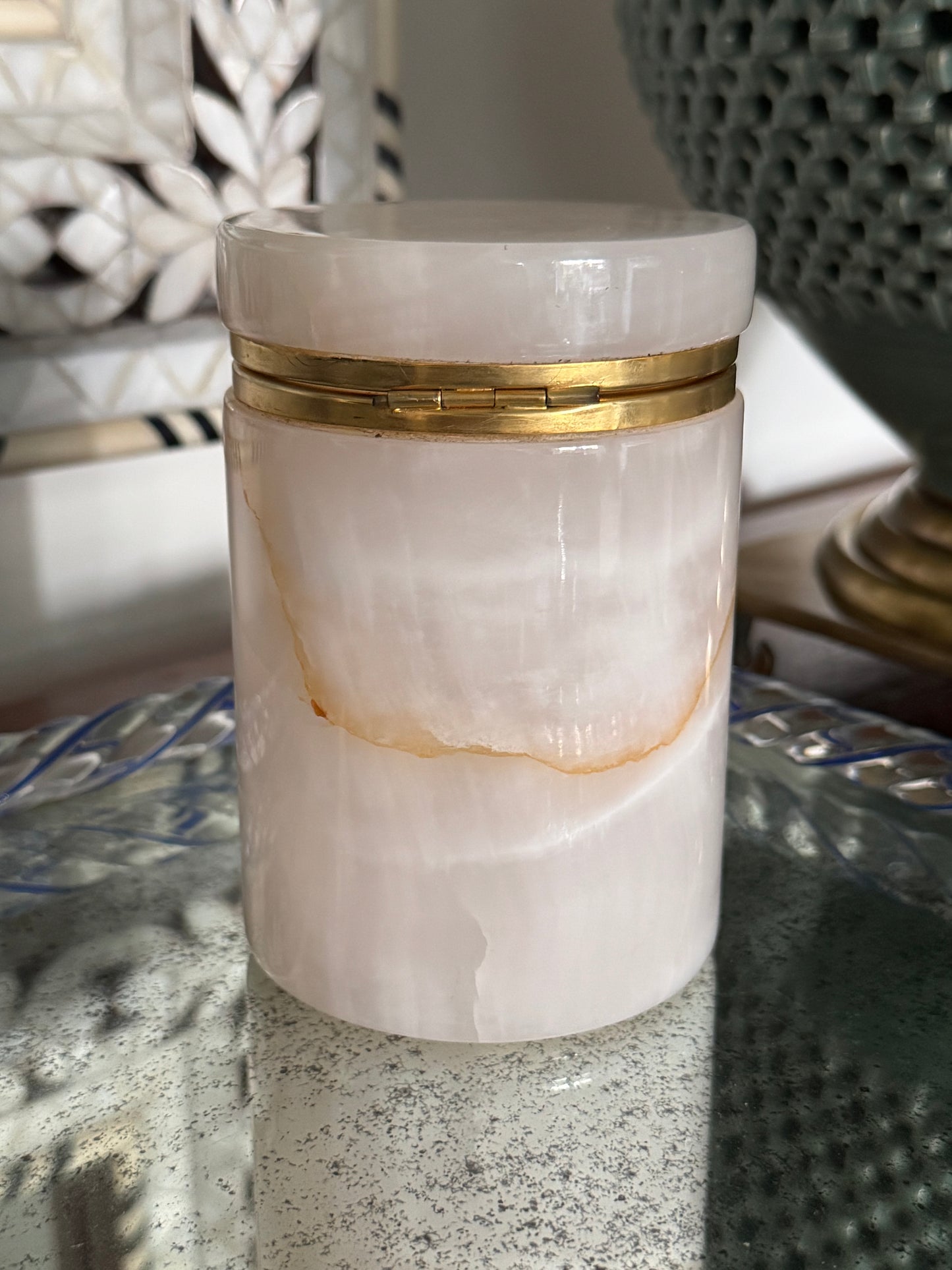 Vintage Italian Alabaster Stone Casket Box