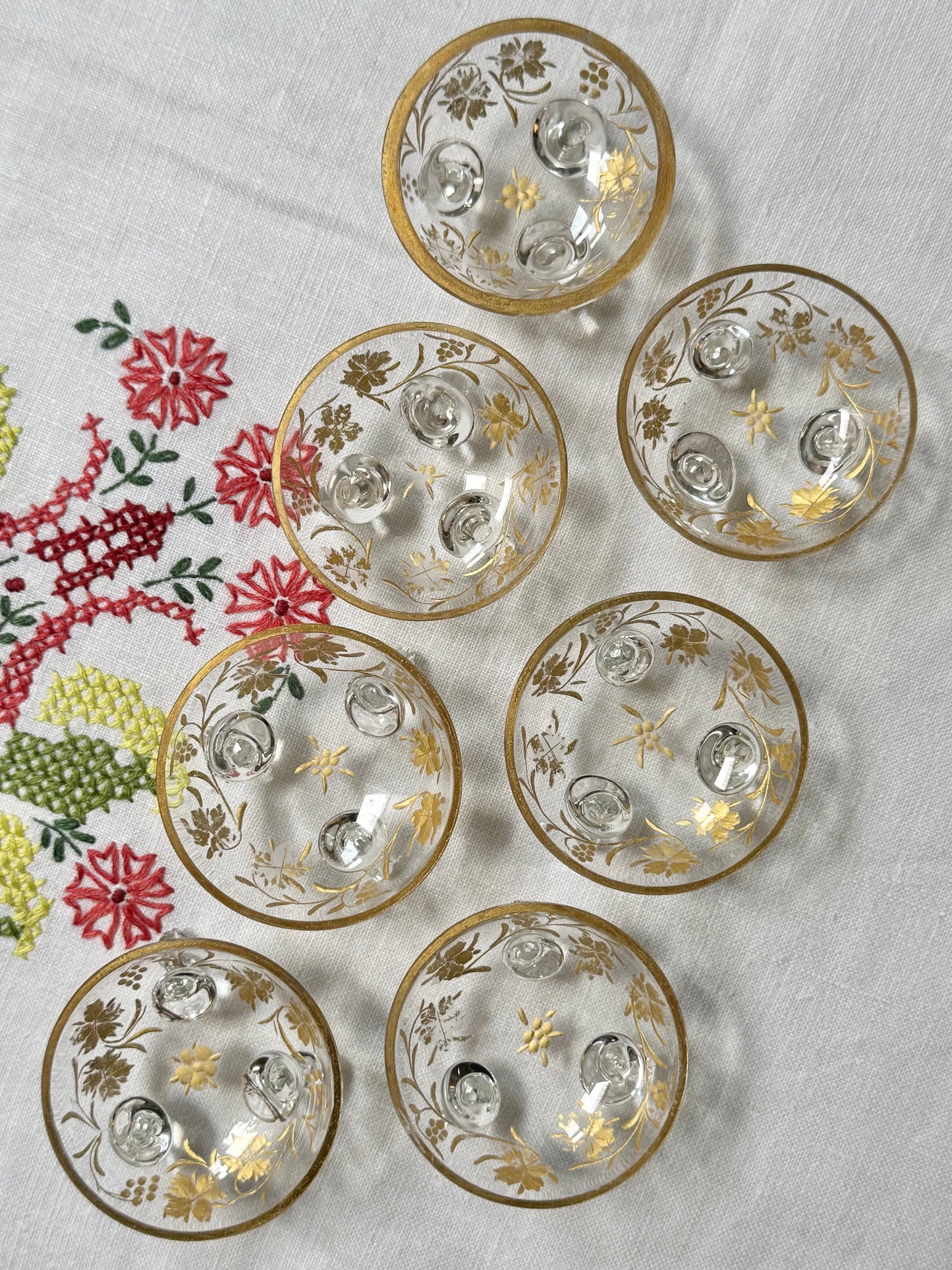Antique Gilt Glass Salt Cellars