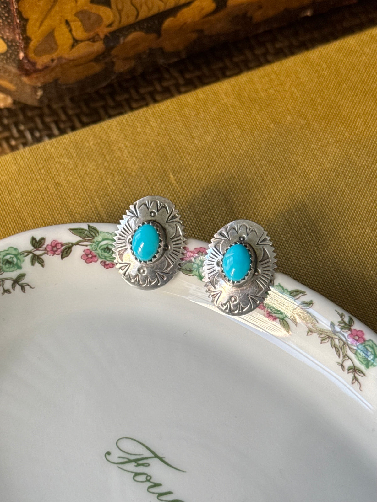 Turquoise Concho Earrings