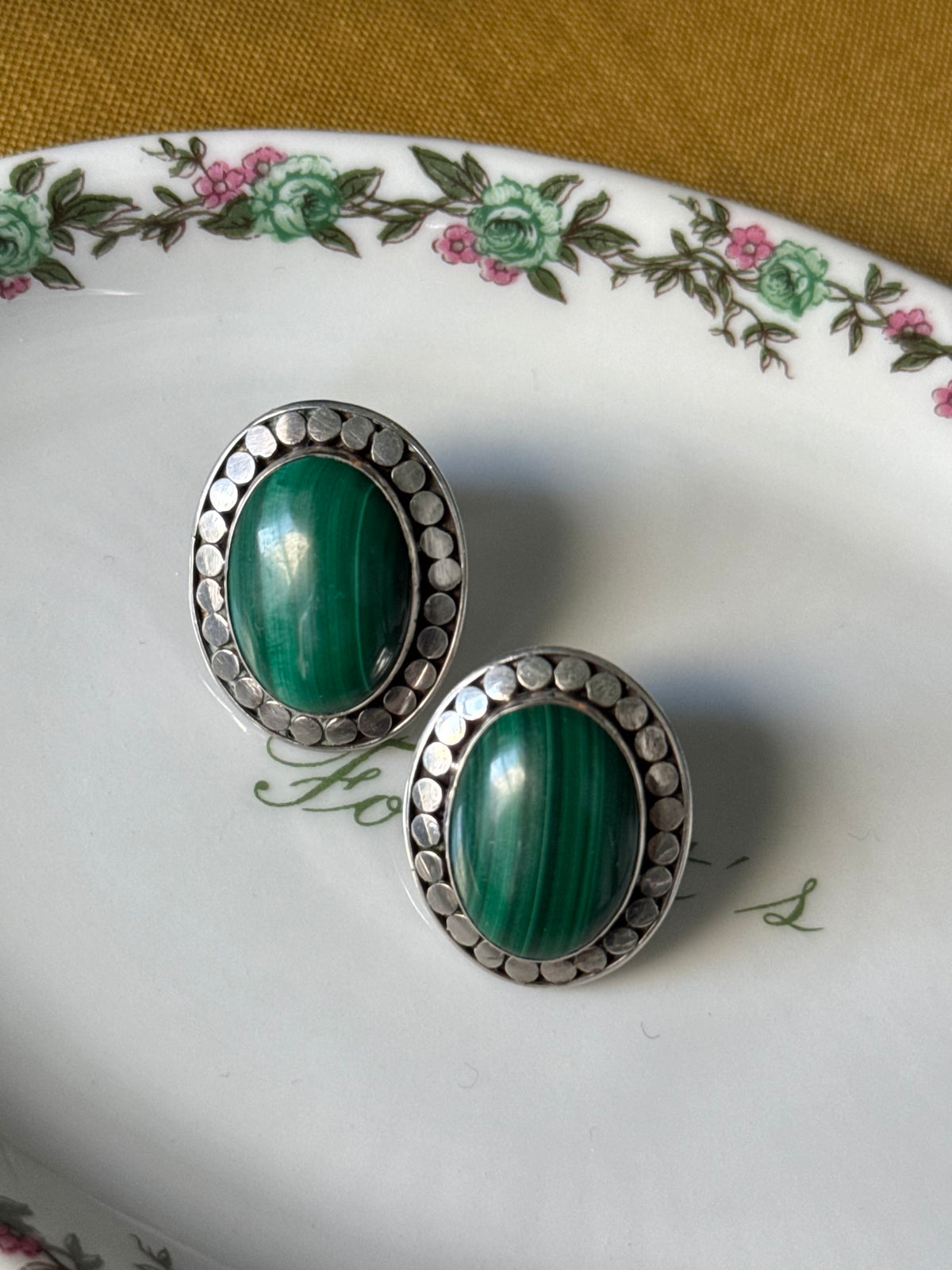 Silver & Malachite Earrings