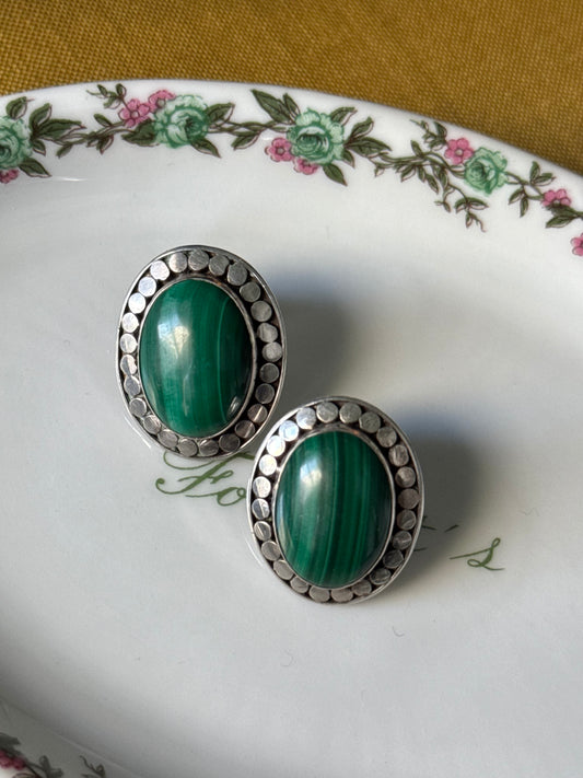 Silver & Malachite Earrings