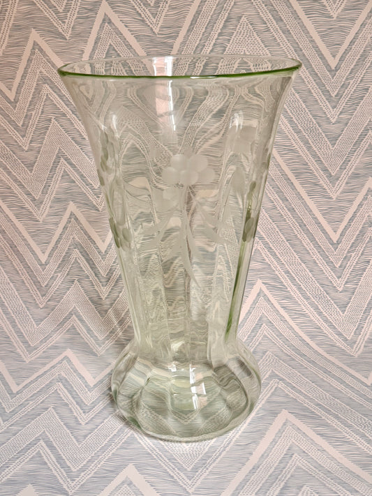 XL Green Optic Glass Vase