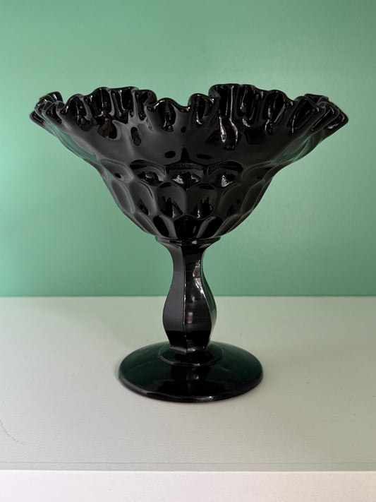 Black Ruffle Glass Candy Dish