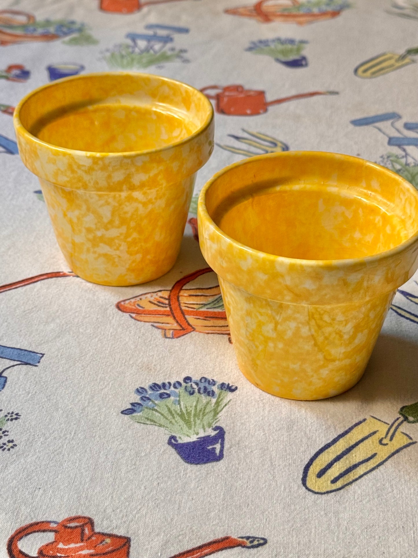 Pair of Spongeware Pots