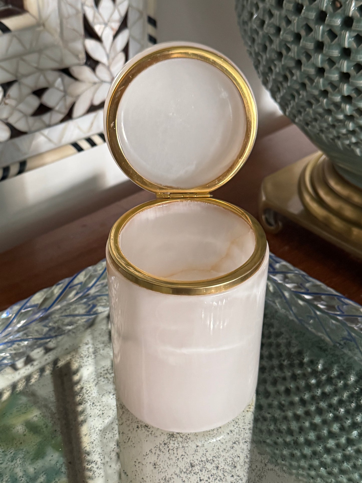 Vintage Italian Alabaster Stone Casket Box