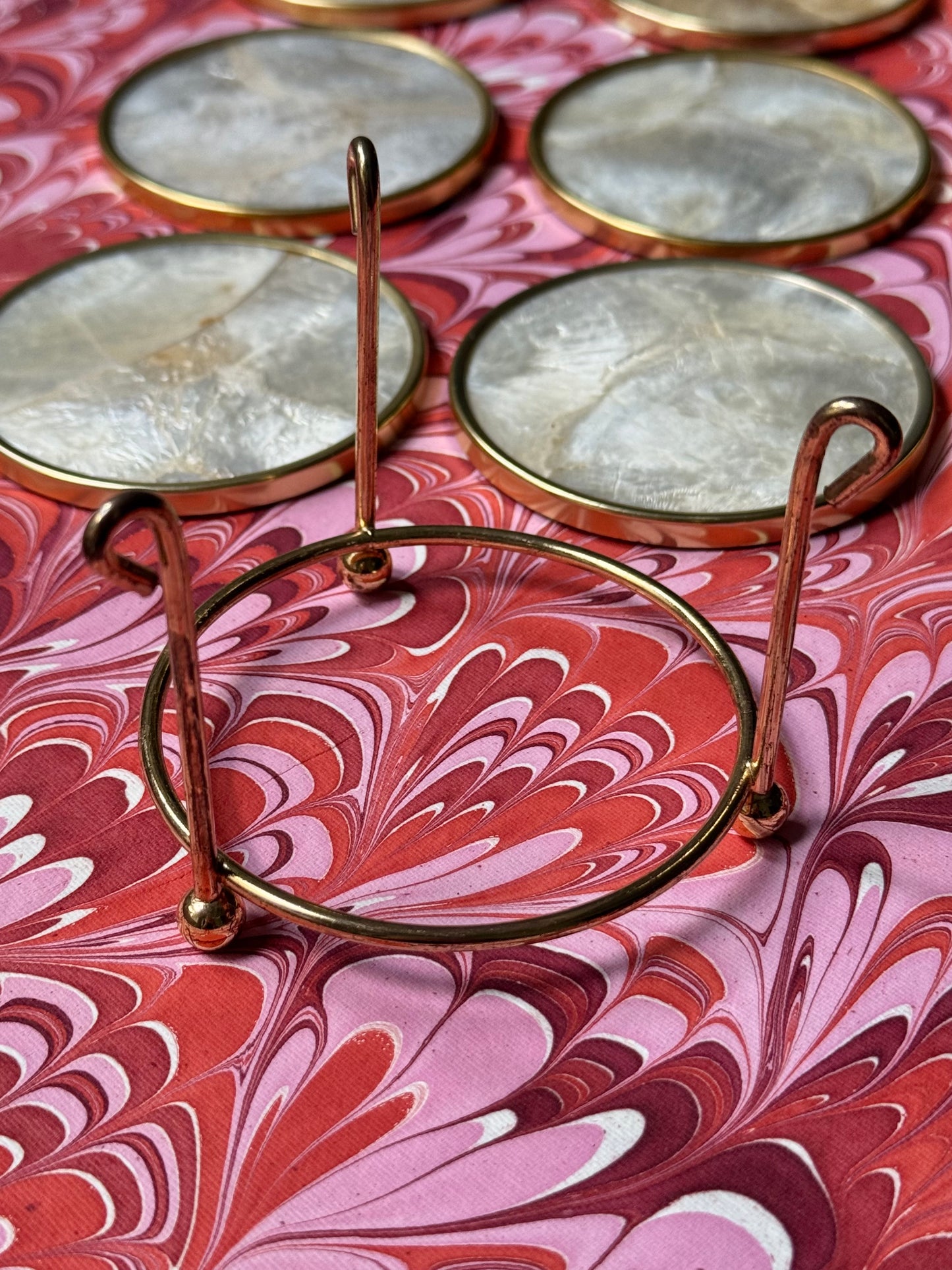 Vintage Capiz Shell Coaster Set